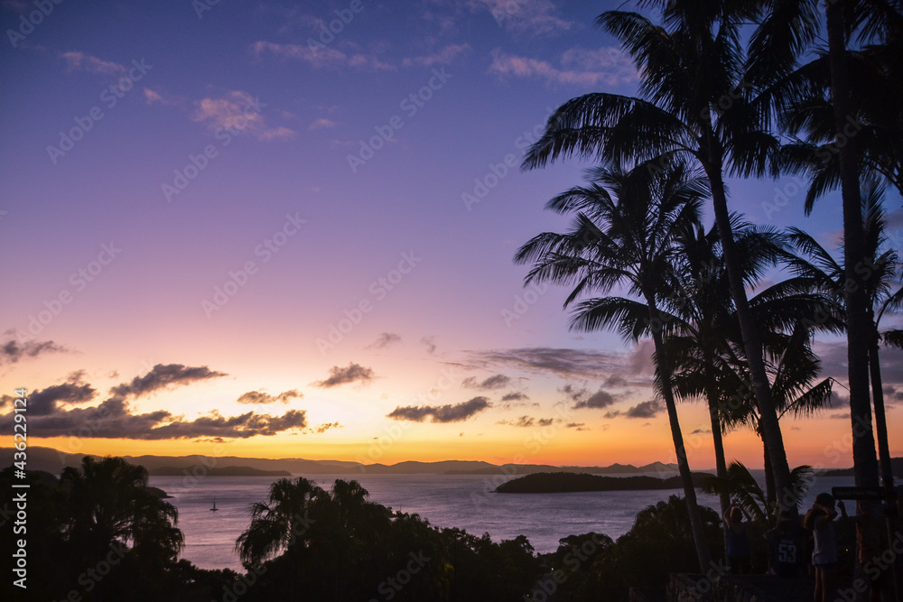 Sunset in Australia with blue and purple sky