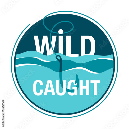 Wild-caught badge for salmon food labeling