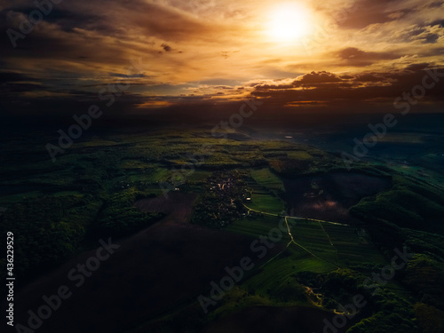 It's a beautiful sunset. Atmospheric landscape. Light and shadow