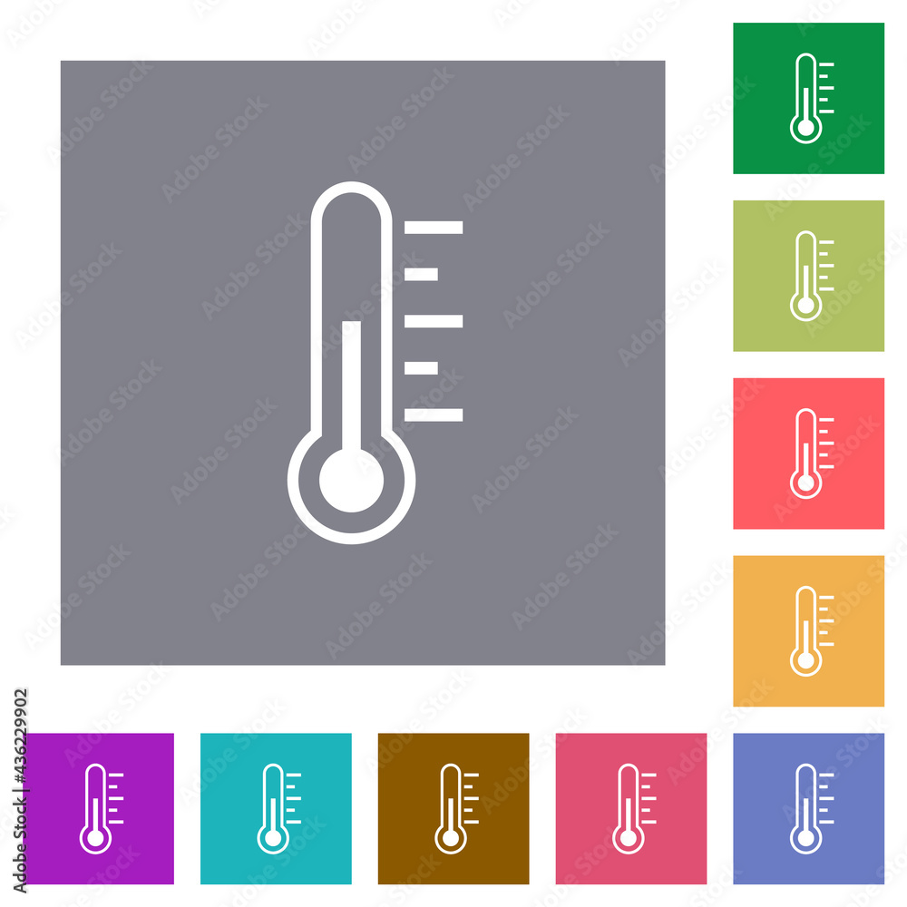 Thermometer medium temperature square flat icons Thermometer medium temperature square flat icons