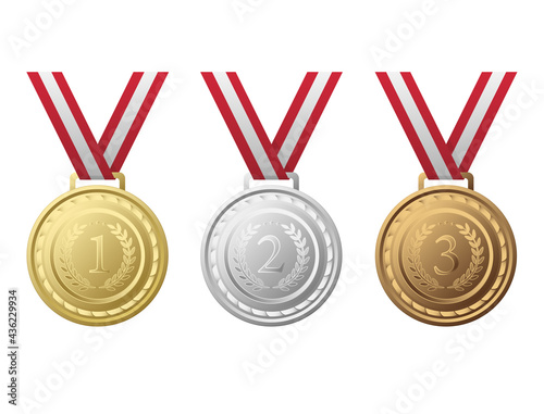 Medal or Charter in order of winner with red and white ribbons
