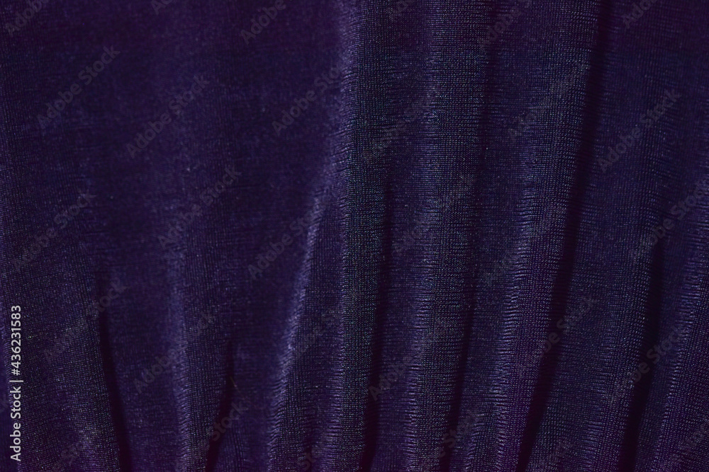 Closeup shot of dark-blue fabric curtain used for wallpaper or background - obrazy, fototapety, plakaty 