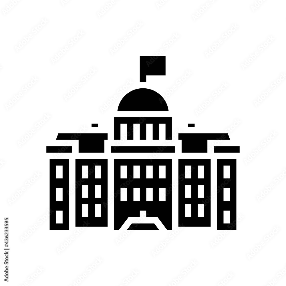 government building glyph icon vector. government building sign. isolated contour symbol black illustration