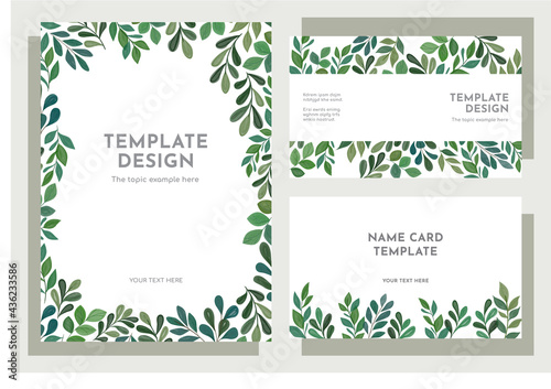 Green floral template design, Vector layout ornament concept for Art traditional, name card, magazine, book, poster © Porata