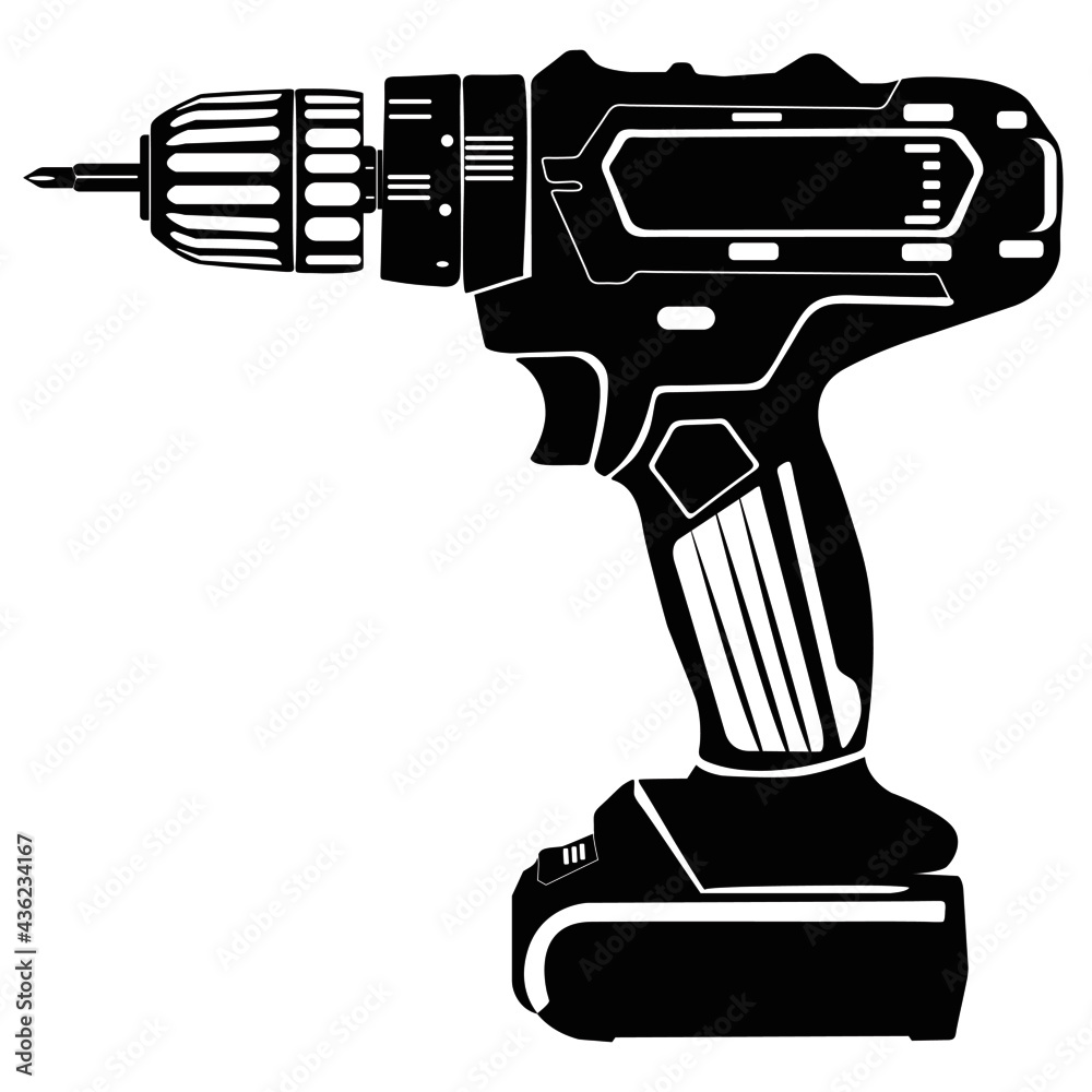 silhuotte of drill on white background silhuotte of drill on white background