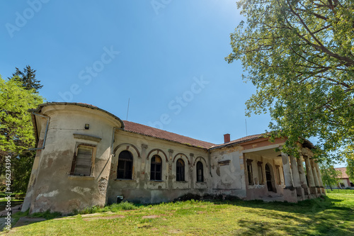 Bocar, Serbia - May 04, 2021: Hertelendi - Bajic Castle was built at the beginning of the 19th century in the style of classicism in the village Bocar.
