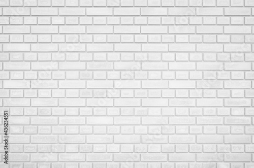Empty texture background of white brick wall. Home, office, cafe, restaurant design backdrop. 