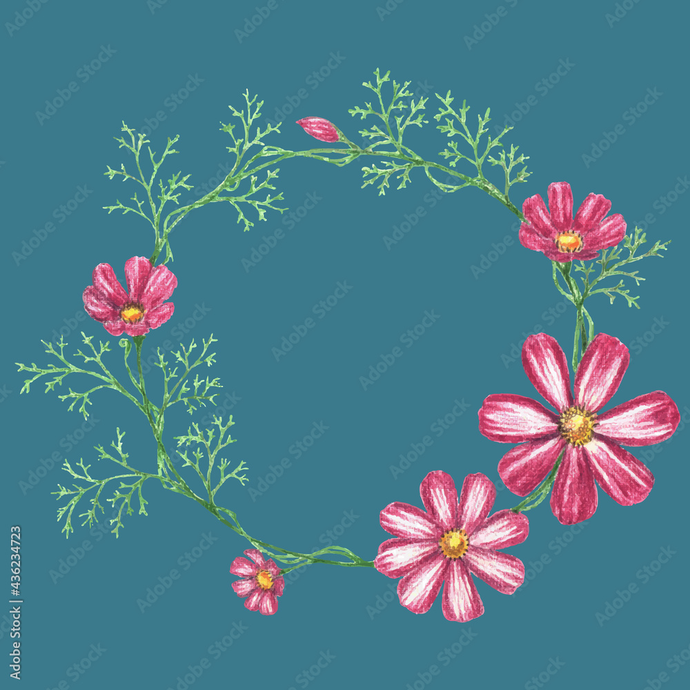 Hand drawn flower wreath, vector illustration Hand drawn flower wreath, vector illustration