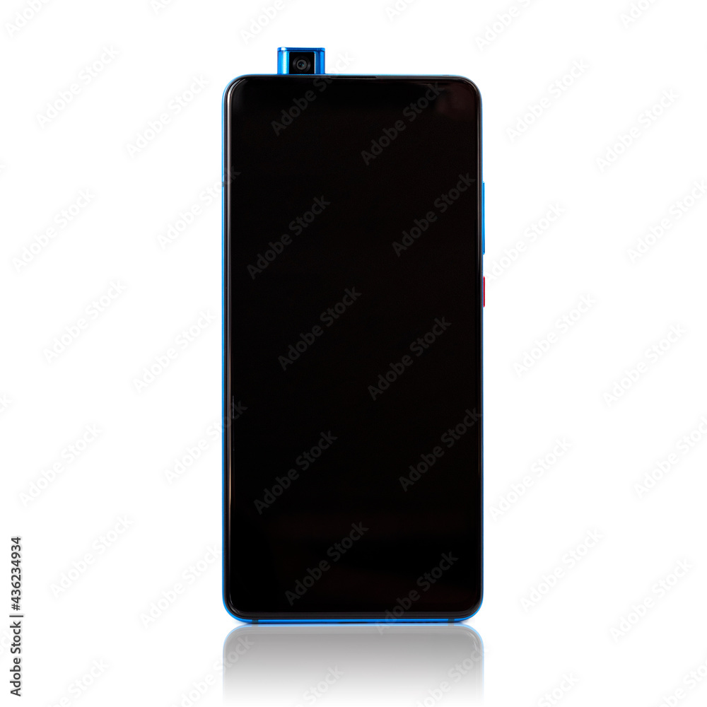 Blue phone with movable camera on white background Blue phone with movable camera on white background