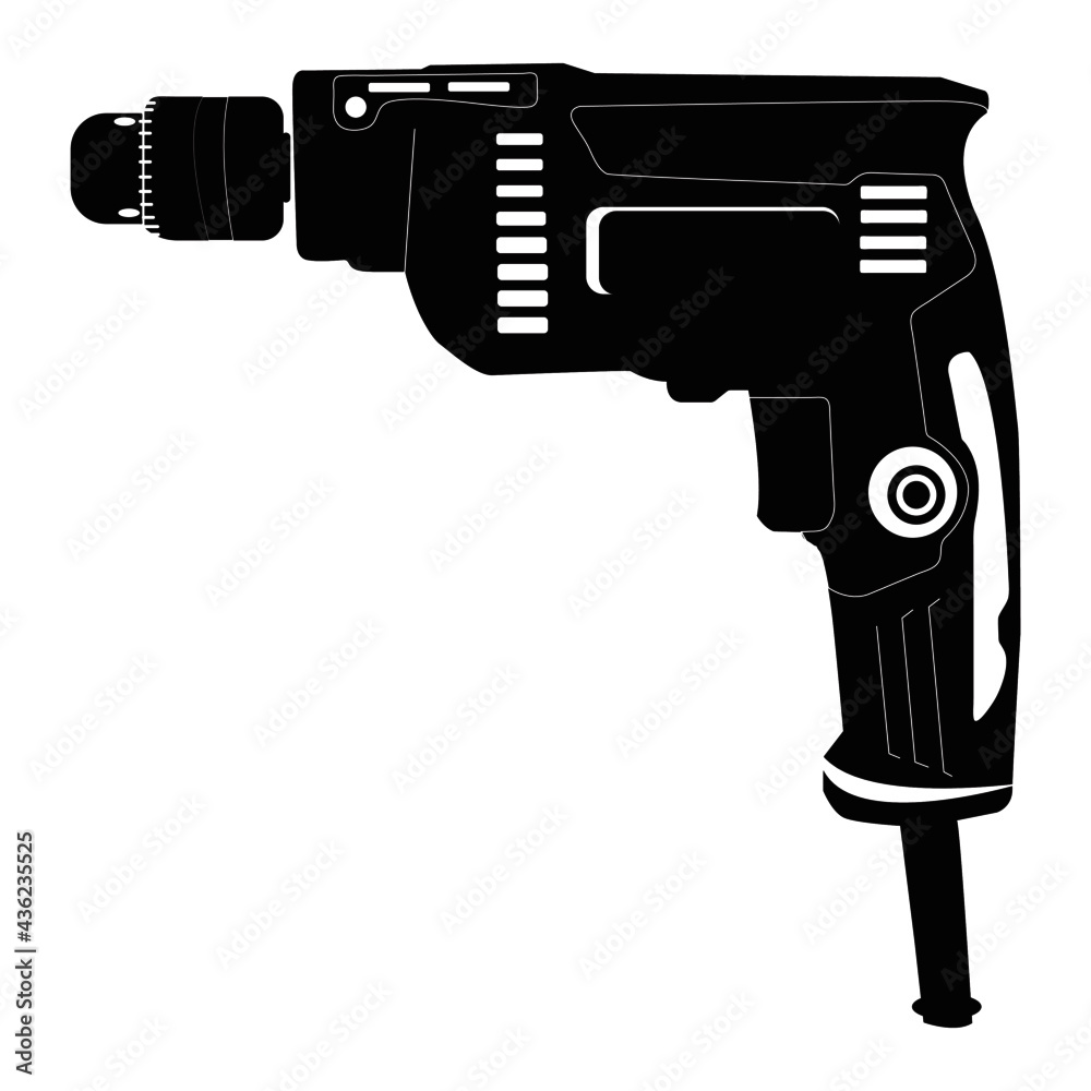silhuotte of drill on white background silhuotte of drill on white background