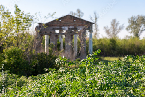 Kikinda, Serbia - May 04, 2021: The Mavrokordato summer house, also known as "Jovanović's farm", was built in the 1920s. The castle was completely demolished.