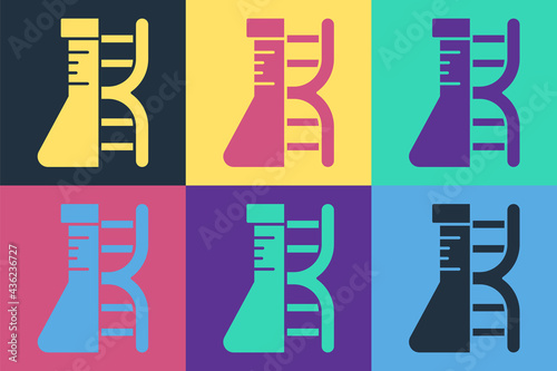 Pop art DNA research, search icon isolated on color background. Genetic engineering, genetics testing, cloning, paternity testing. Vector