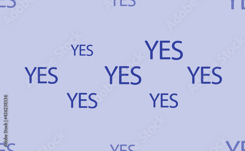 Seamless pattern of large isolated blue yes symbols. The pattern is divided by a line of elements of lighter tones. Vector illustration on light blue background