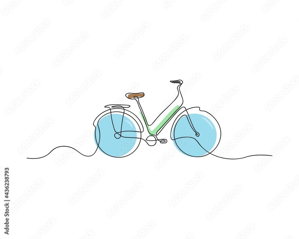 Obraz premium One line bicycle. Single line art. Bicycle illustration