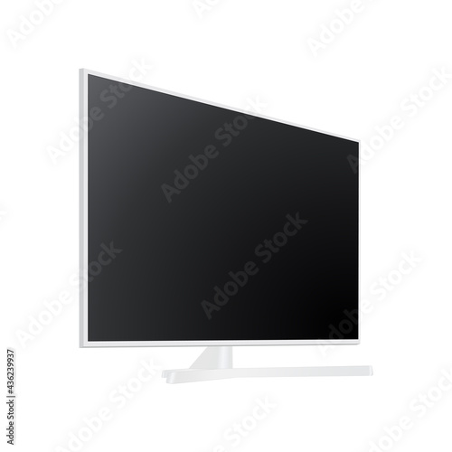 TV Mockup With Blank Screen, Side Perspective View. Vector Illustration