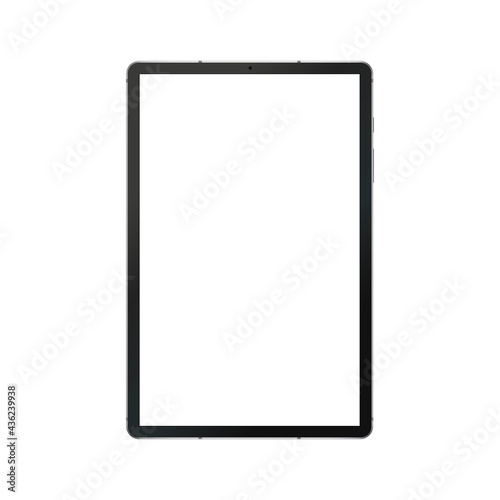 Tablet Computer Mockup with Blank Screen Isolated on White Background, Front View. Vector Illustration