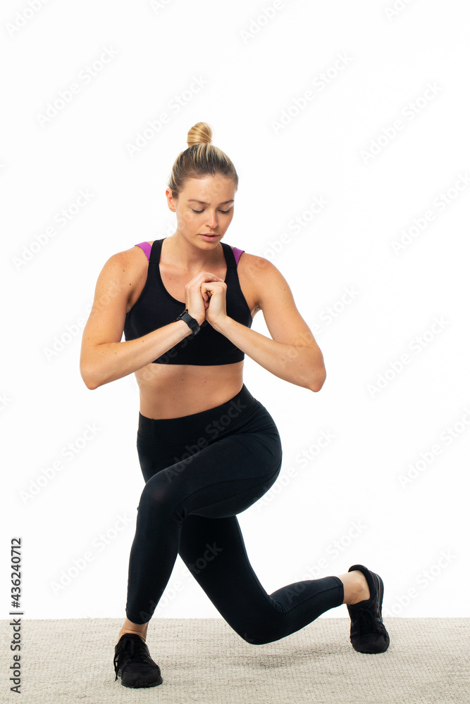 Young sporty woman work out isolated on white Young sporty woman work out isolated on white