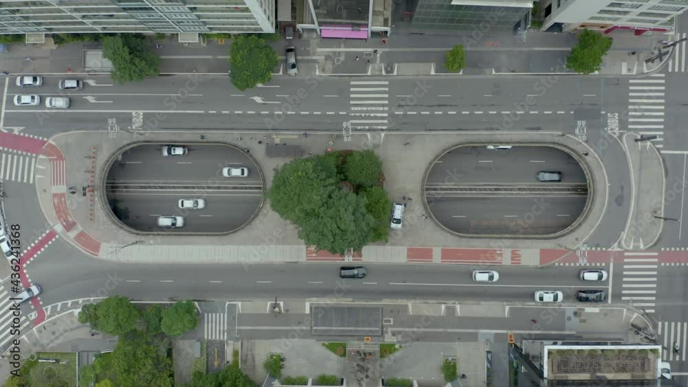 Aerial 4k drone image of Paulista Avenue in São Paulo, Brazil.