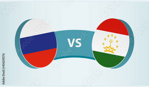 Russia versus Tajikistan, team sports competition concept.