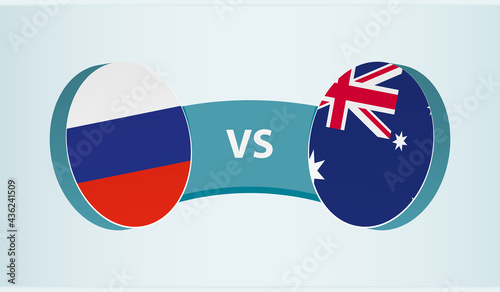 Russia versus Australia, team sports competition concept.