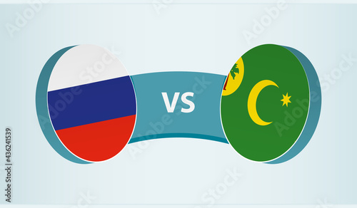 Russia versus Cocos Islands, team sports competition concept.