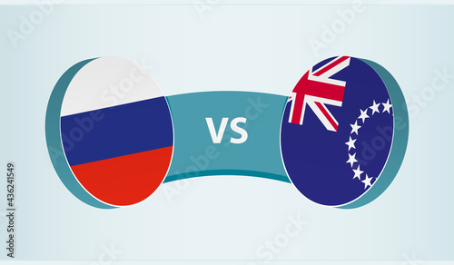 Russia versus Cook Islands, team sports competition concept.