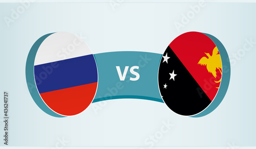 Russia versus Papua New Guinea, team sports competition concept.