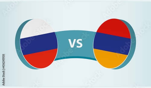 Russia versus Armenia, team sports competition concept.