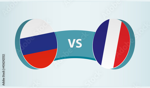 Russia versus France, team sports competition concept.
