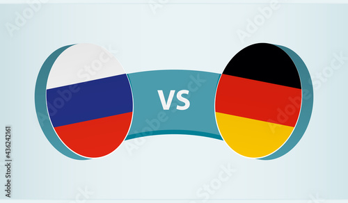 Russia versus Germany, team sports competition concept.