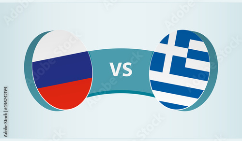 Russia versus Greece, team sports competition concept.