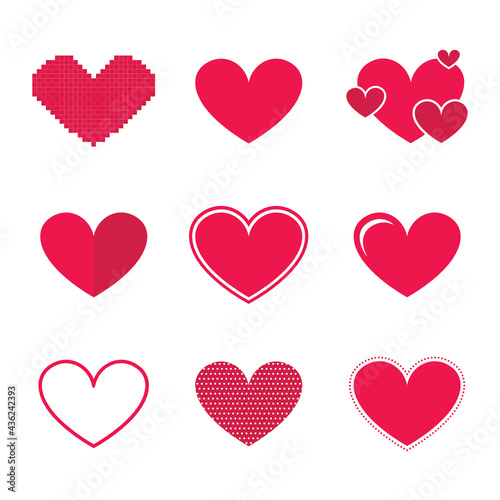 Heart Vector Set  Various Heart Shapes  Heart Icon  Red Heart  Valentine s Day Icon  Icon Set  Vector Illustration