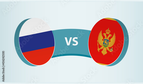 Russia versus Montenegro, team sports competition concept.