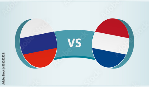 Russia versus Netherlands, team sports competition concept.
