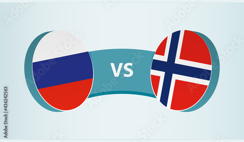 Russia versus Norway, team sports competition concept.
