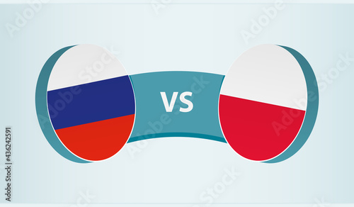 Russia versus Poland, team sports competition concept.