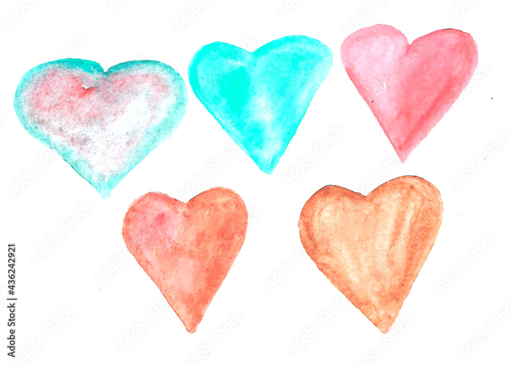 Heart watercolor background illustration element 