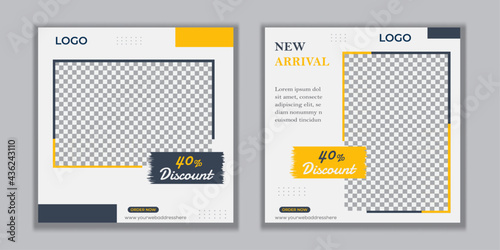 Set Editable Post Template Social Media Banners for Digital Marketing. Promotion Brand Fashion. mobile apps, banners design, web or internet ads. Trendy geometric abstract square template. Eps 10