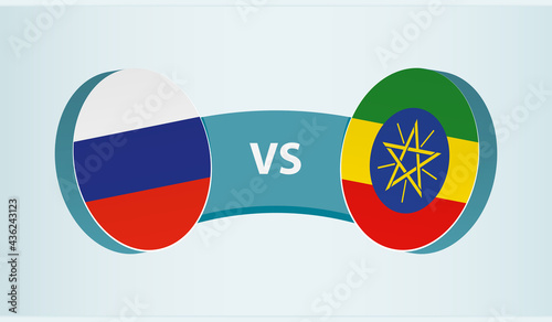 Russia versus Ethiopia, team sports competition concept.