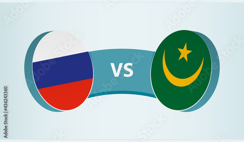 Russia versus Mauritania, team sports competition concept.