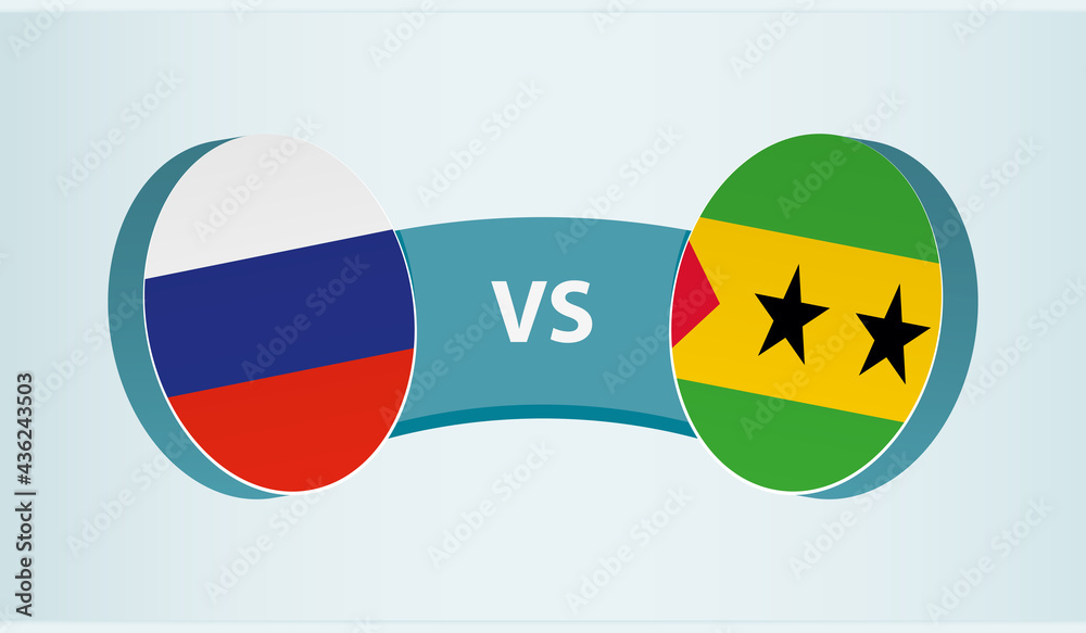 Russia versus Sao Tome and Principe, team sports competition concept. Russia versus Sao Tome and Principe, team sports competition concept.
