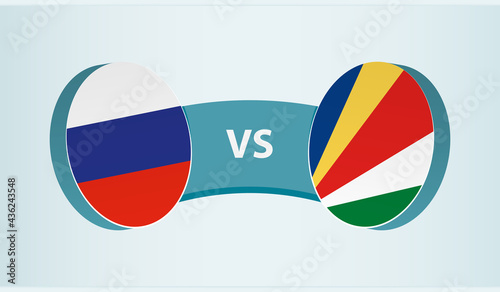 Russia versus Seychelles, team sports competition concept.