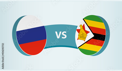 Russia versus Zimbabwe, team sports competition concept.