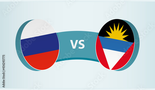 Russia versus Antigua and Barbuda, team sports competition concept.