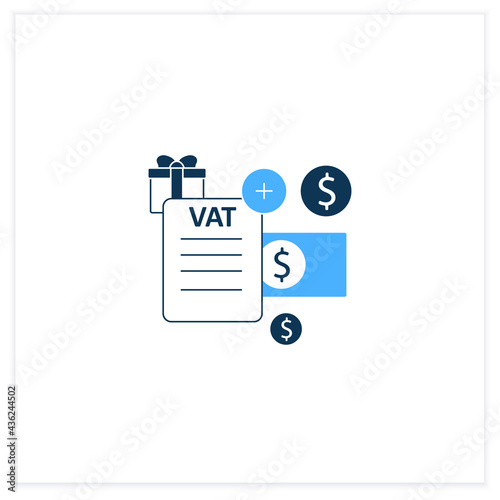 Value added tax flat icon.Indirect tax,goods price. Paid by buyer. Universal basic income concept. Vector illustration