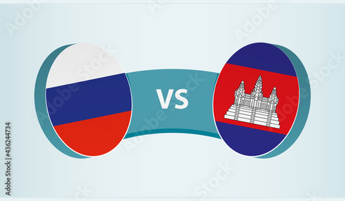 Russia versus Cambodia, team sports competition concept.