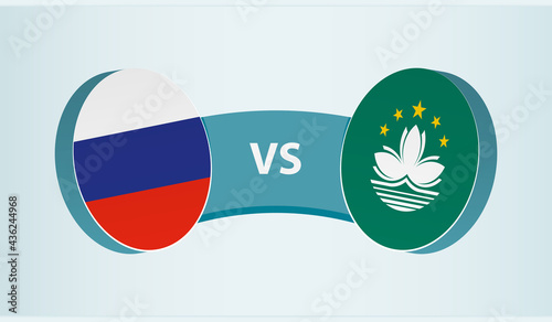 Russia versus Macau, team sports competition concept.