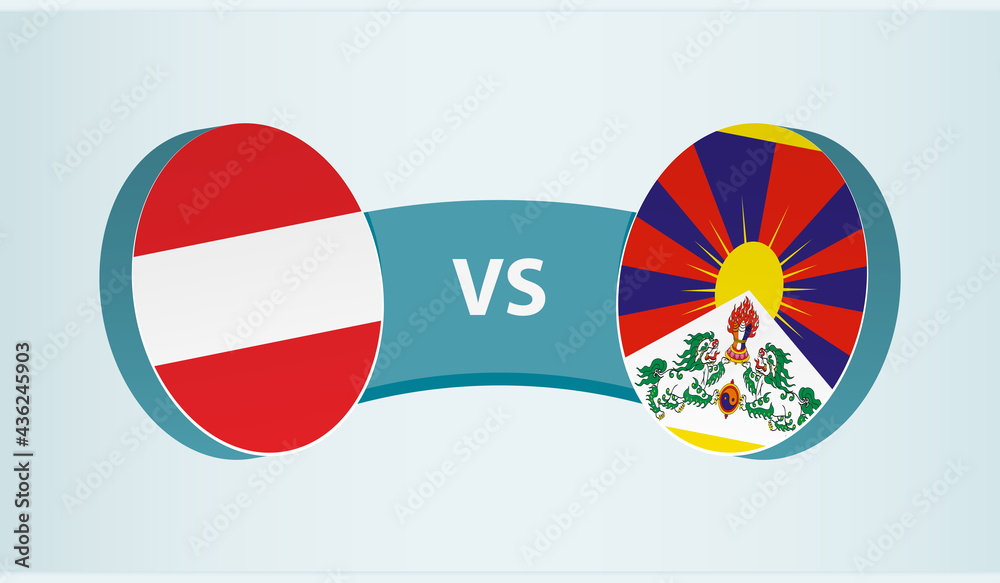 Austria versus Tibet, team sports competition concept. Austria versus Tibet, team sports competition concept.