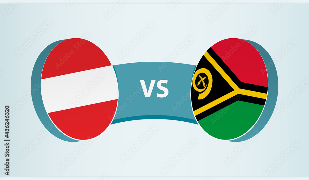 Austria versus Vanuatu, team sports competition concept.