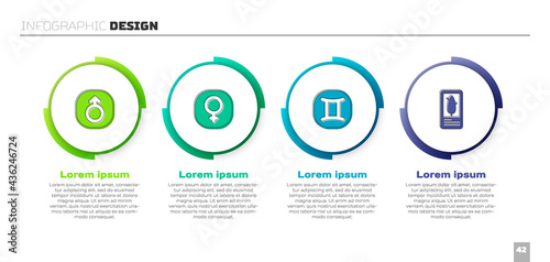 Set Mars, Venus, Gemini zodiac and Tarot cards. Business infographic template. Vector